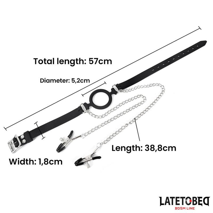 Open Mouth Gag with Nipple Clamps