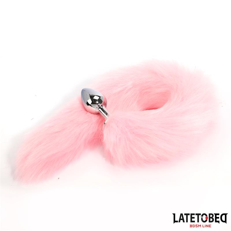 Anal Plug with Fox Tail Pink 40 cm
