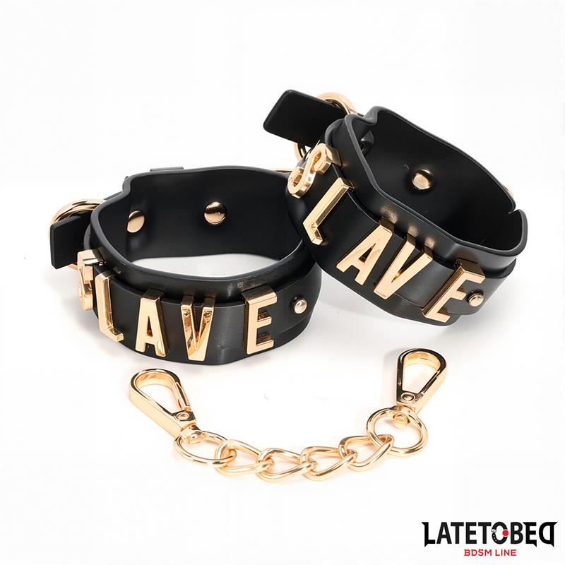 SLAVE Handcuff with Golden Chain
