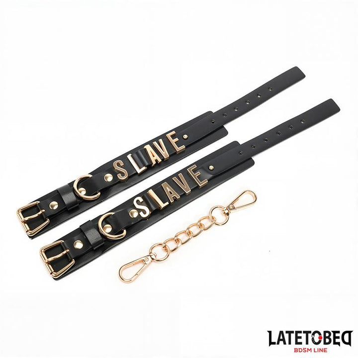 SLAVE Handcuff with Golden Chain