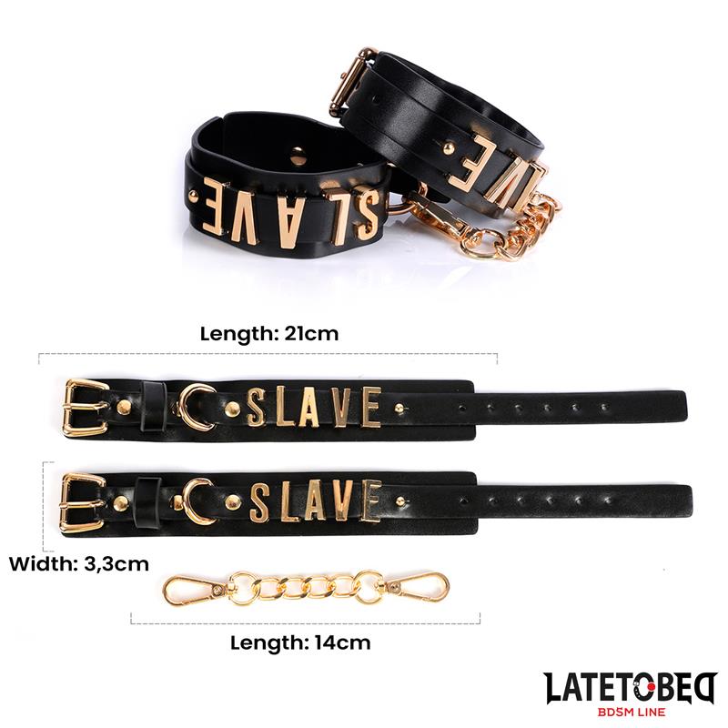 SLAVE Handcuff with Golden Chain