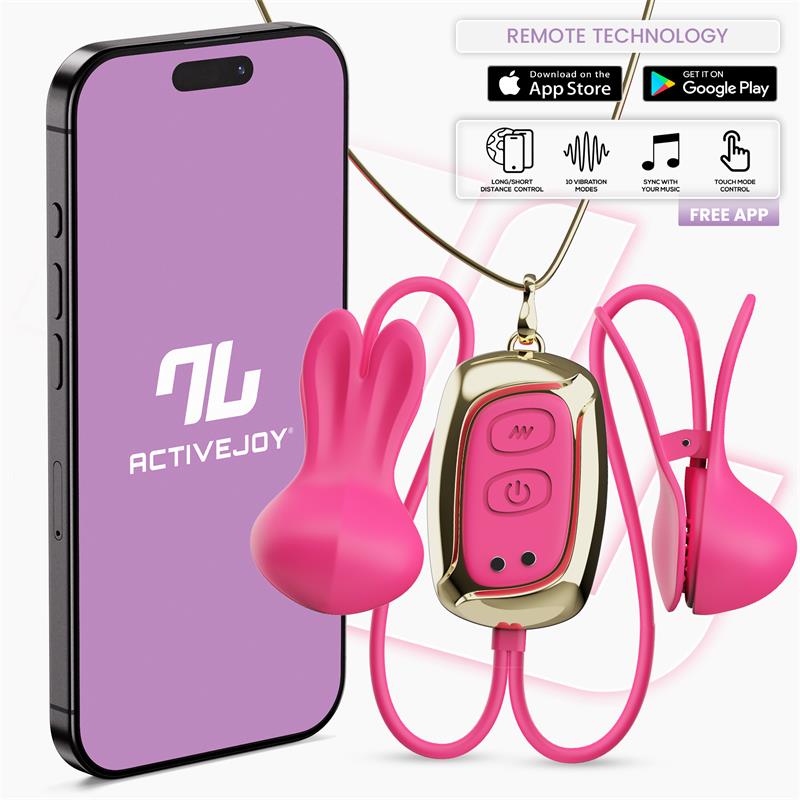 Tickly Nipple Clamps ith Vibration Remote and Necklace with App
