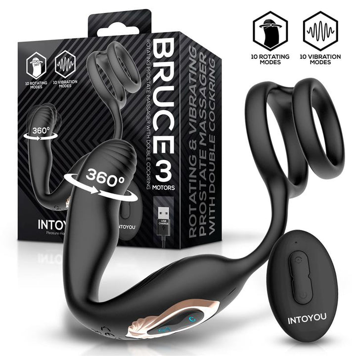 Bruce Prostate Massager 360º with Double Cockring with Vibration