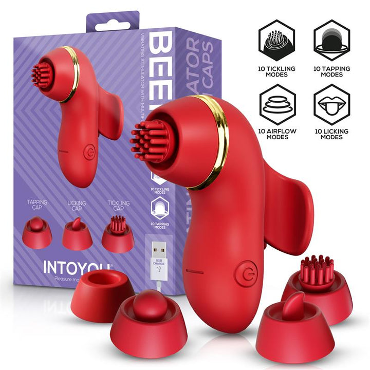 Beeny Stimulator with 4 Caps Suction Tapping Tickling and Licking