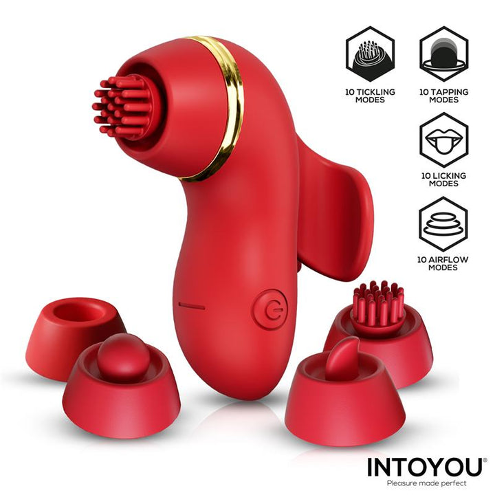 Beeny Stimulator with 4 Caps Suction Tapping Tickling and Licking