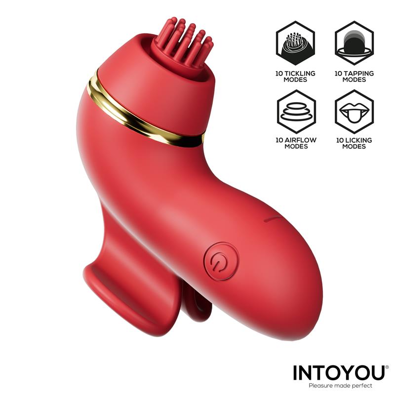 Beeny Stimulator with 4 Caps Suction Tapping Tickling and Licking