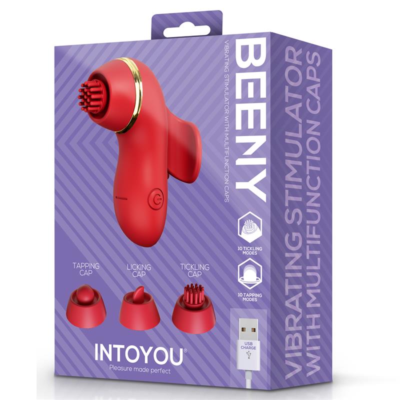 Beeny Stimulator with 4 Caps Suction Tapping Tickling and Licking
