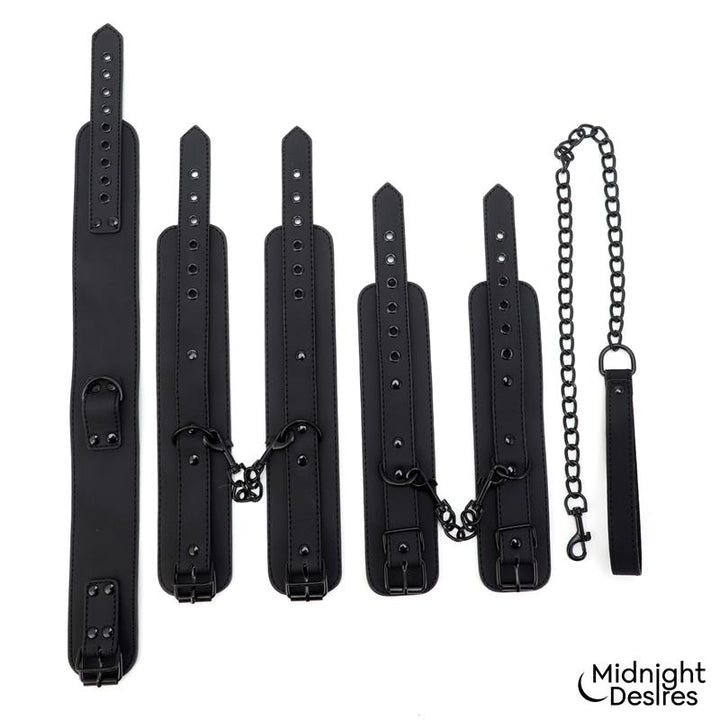 Restraint Set with Collar with Leash and Cuffs