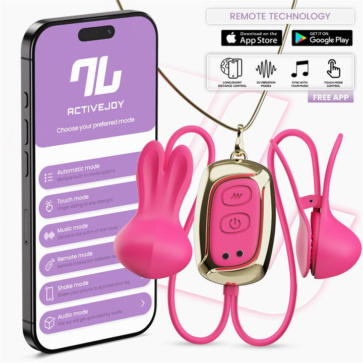 Tickly Nipple Clamps ith Vibration Remote and Necklace with App